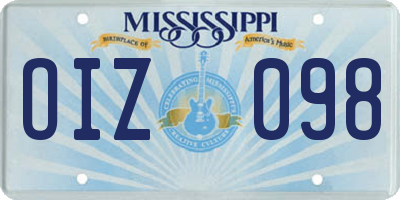 MS license plate OIZ098