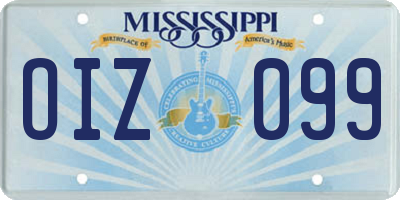 MS license plate OIZ099