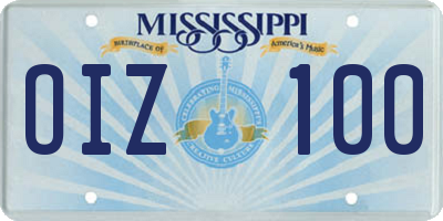 MS license plate OIZ100