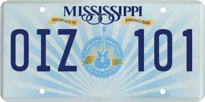 MS license plate OIZ101