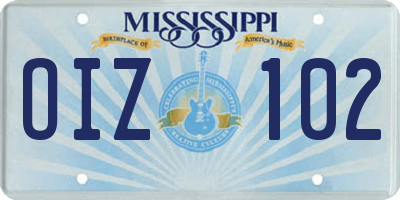 MS license plate OIZ102