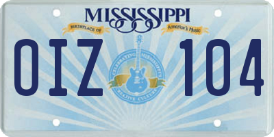 MS license plate OIZ104