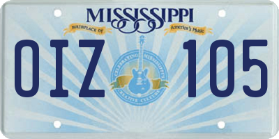 MS license plate OIZ105