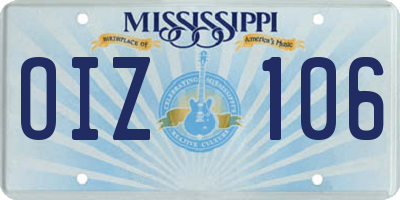 MS license plate OIZ106