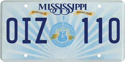 MS license plate OIZ110