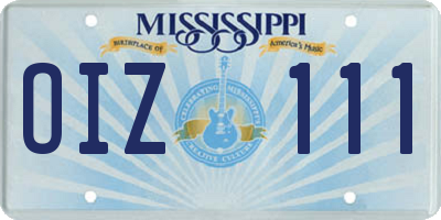 MS license plate OIZ111