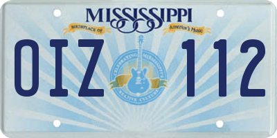 MS license plate OIZ112