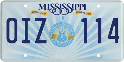 MS license plate OIZ114