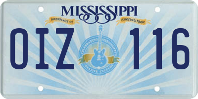 MS license plate OIZ116