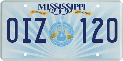 MS license plate OIZ120