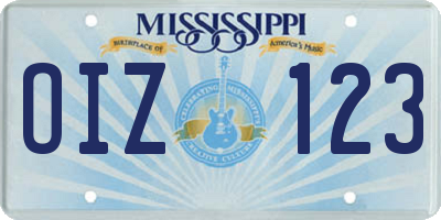 MS license plate OIZ123