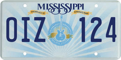 MS license plate OIZ124