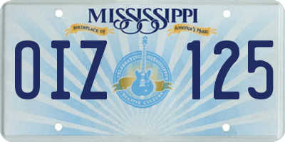 MS license plate OIZ125