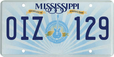 MS license plate OIZ129
