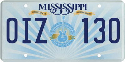 MS license plate OIZ130