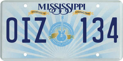 MS license plate OIZ134
