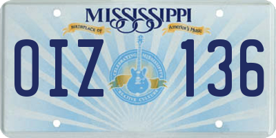 MS license plate OIZ136