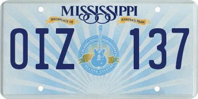 MS license plate OIZ137