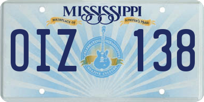 MS license plate OIZ138