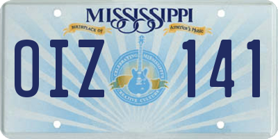 MS license plate OIZ141