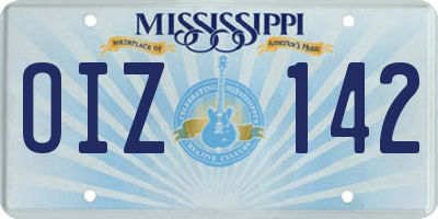 MS license plate OIZ142