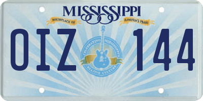MS license plate OIZ144