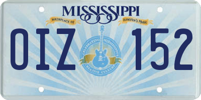 MS license plate OIZ152