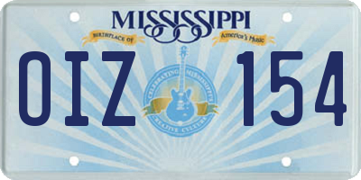 MS license plate OIZ154