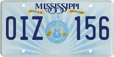 MS license plate OIZ156