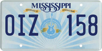 MS license plate OIZ158