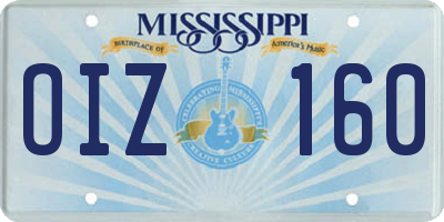 MS license plate OIZ160