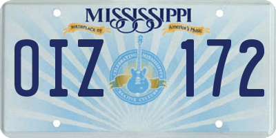 MS license plate OIZ172