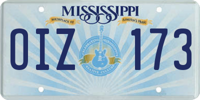 MS license plate OIZ173