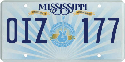 MS license plate OIZ177