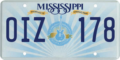 MS license plate OIZ178