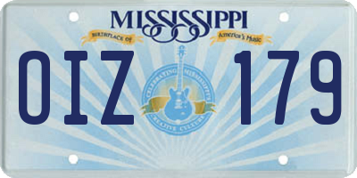 MS license plate OIZ179