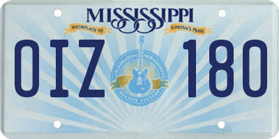 MS license plate OIZ180