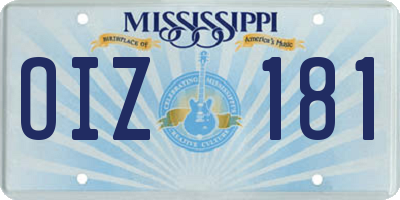MS license plate OIZ181