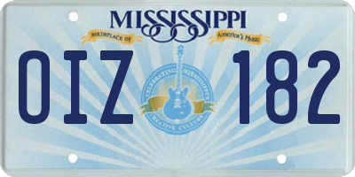 MS license plate OIZ182