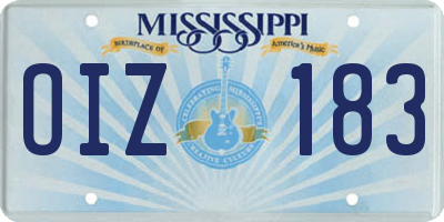 MS license plate OIZ183