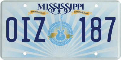 MS license plate OIZ187