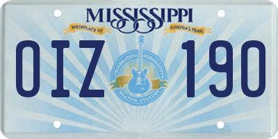 MS license plate OIZ190