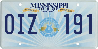 MS license plate OIZ191