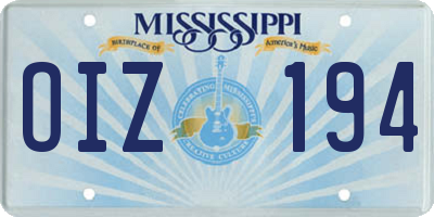 MS license plate OIZ194