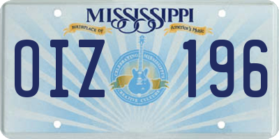 MS license plate OIZ196
