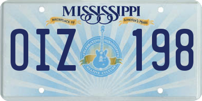 MS license plate OIZ198