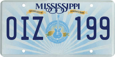 MS license plate OIZ199