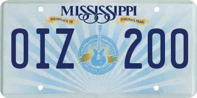 MS license plate OIZ200