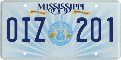 MS license plate OIZ201