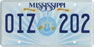 MS license plate OIZ202